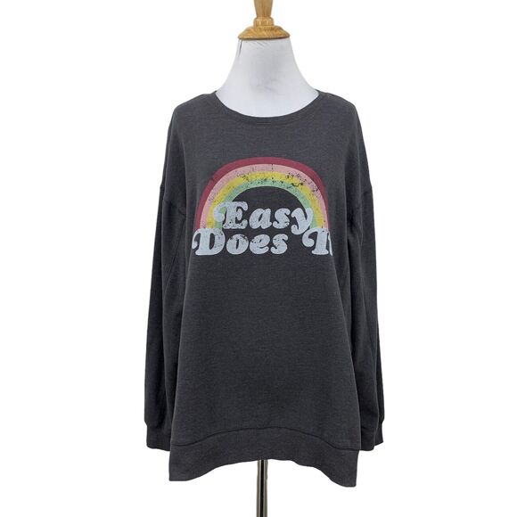 Wildfox Easy Does It Rainbow Sweatshirt Womens M Long Sleeve Pullover Split Hem - Picture 1 of 11